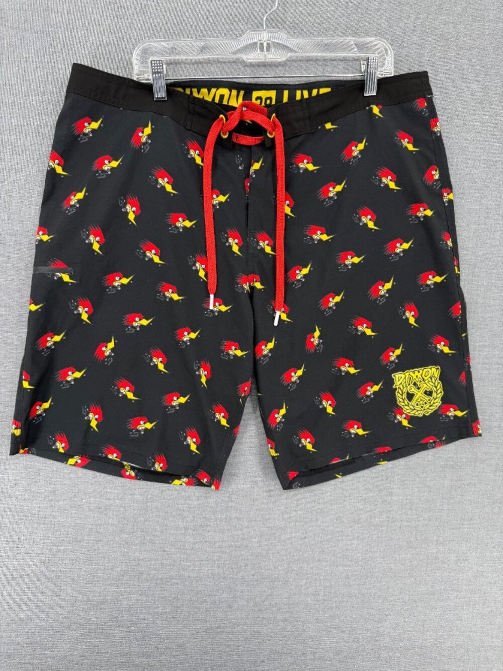 Dixxon Clay Smith Board Shorts Mens 38 9" Logo AOP Swim Trunks Drawstring Pocket